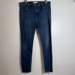 Abercrombie Fitch Jean Legging High Rise Dark Wash Raw Hem Women's Jeans Size 32